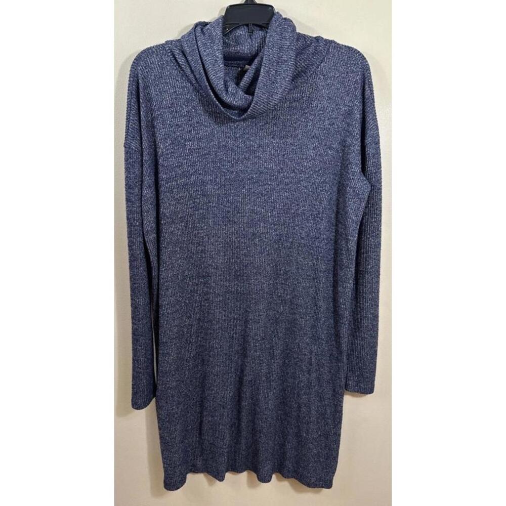 GAP Women's Cowl Neck Long Sleeve Blue Gray Sweater Short Dress Sz Med